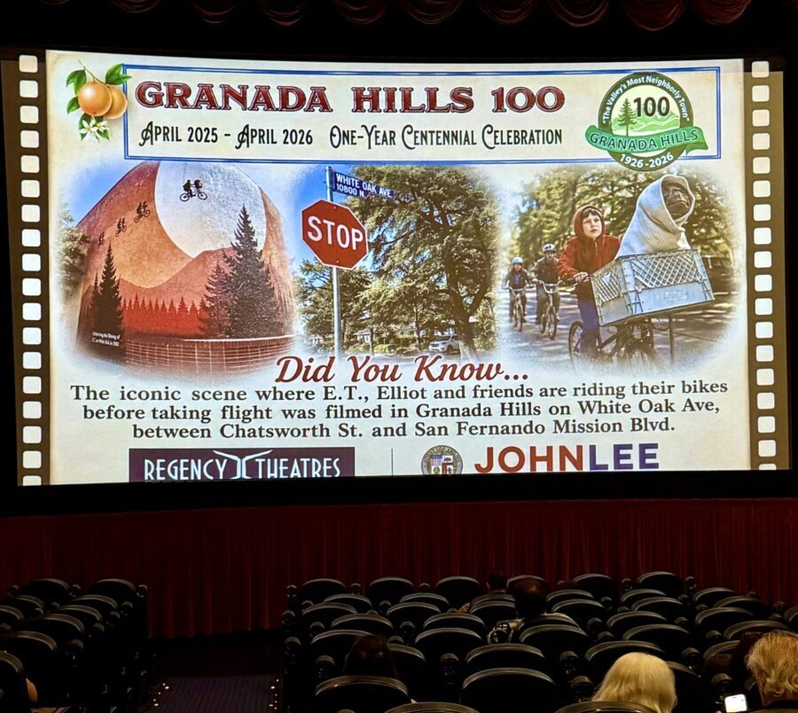 Theatre scene with fun facts about ET before the show